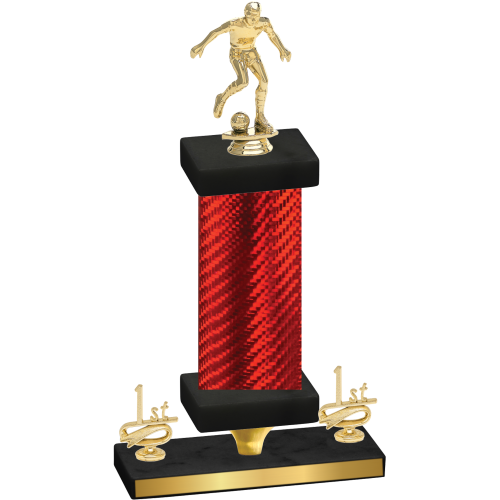 Premium Single Red Carbon Fiber First Place Soccer Trophy