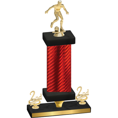 Premium Single Red Carbon Fiber Second Place Soccer Trophy