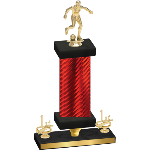 Premium Single Red Carbon Fiber First Place Soccer Trophy