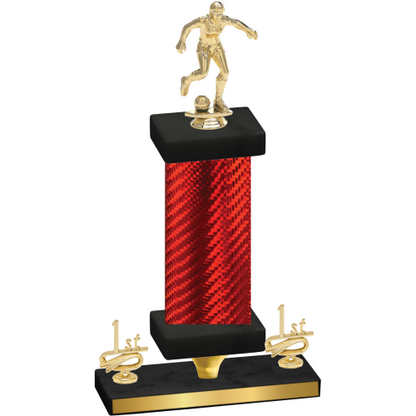 Premium Single Red Carbon Fiber First Place Soccer Trophy