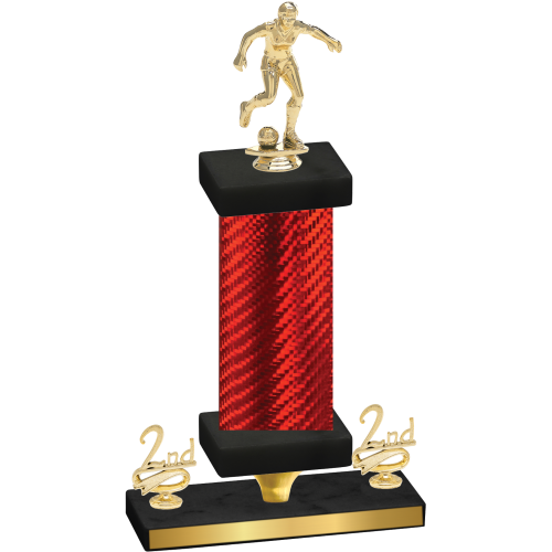 Premium Single Red Carbon Fiber Second Place Soccer Trophy