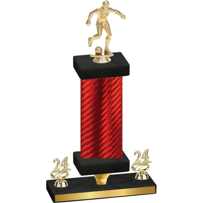 Premium Single Red Carbon Fiber Year Soccer Trophy