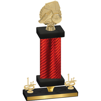 Premium Single Red Carbon Fiber First Place Soccer Trophy
