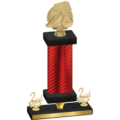 Premium Single Red Carbon Fiber Second Place Soccer Trophy