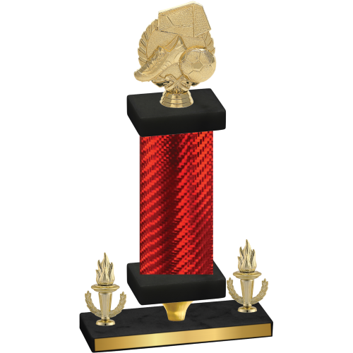 Premium Single Red Carbon Fiber Victory Soccer Trophy