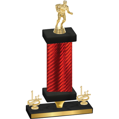 Premium Single Red Carbon Fiber First Place Rugby Trophy