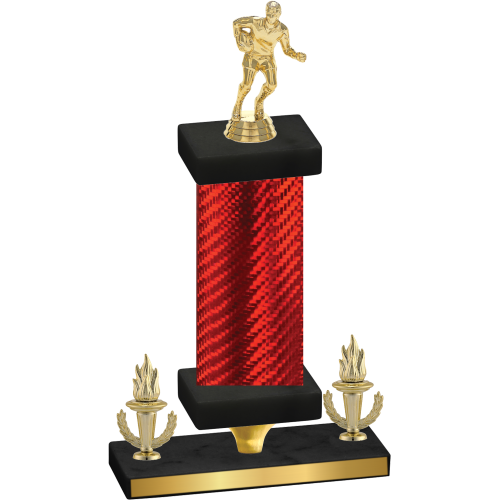 Premium Single Red Carbon Fiber Victory Rugby Trophy