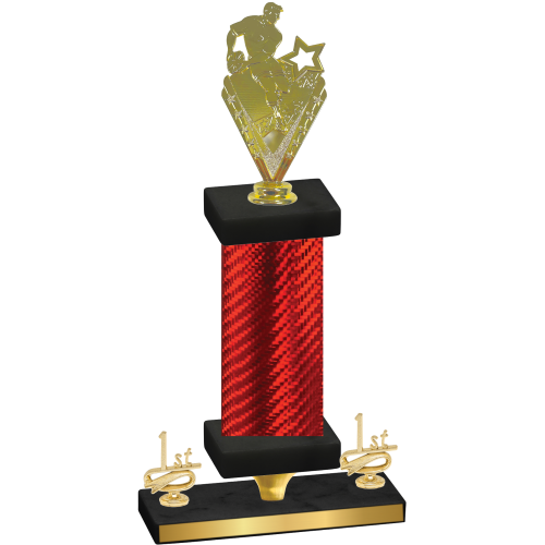 Premium Single Red Carbon Fiber First Place Rugby Trophy