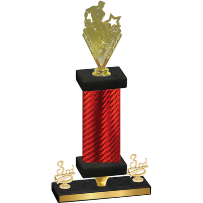 Premium Single Red Carbon Fiber Third Place Rugby Trophy