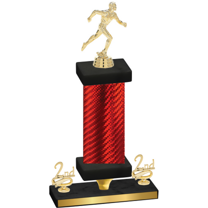 Premium Single Red Carbon Fiber Second Place Running Trophy