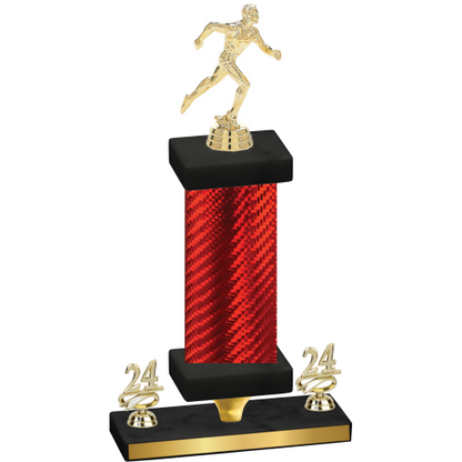 Premium Single Red Carbon Fiber Year Running Trophy