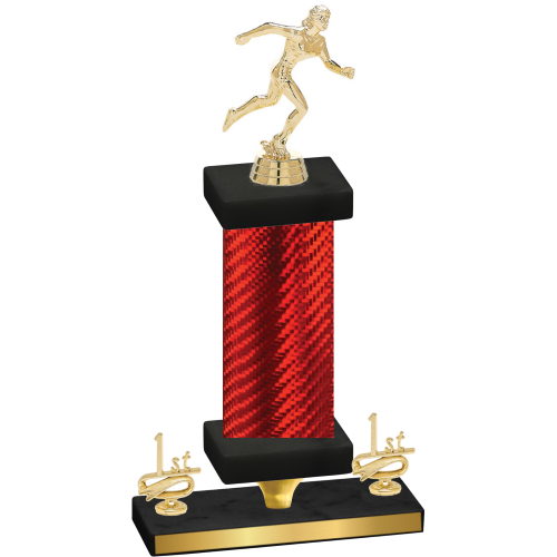 Premium Single Red Carbon Fiber First Place Running Trophy