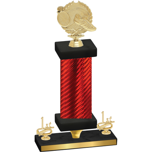 Premium Single Red Carbon Fiber First Place Running Trophy