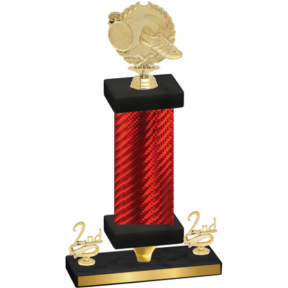 Premium Single Red Carbon Fiber Second Place Running Trophy