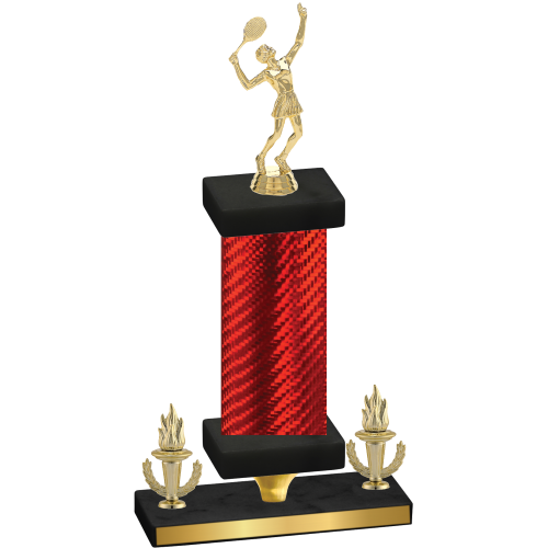 Premium Single Red Carbon Fiber Victory Tennis Trophy