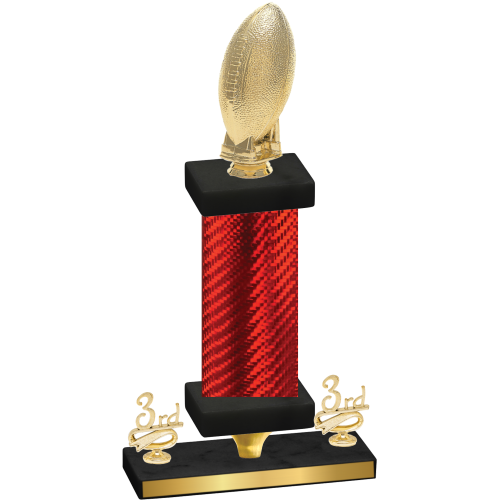 Premium Single Red Carbon Fiber Third Place Football Trophy