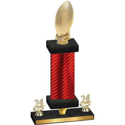 Premium Single Red Carbon Fiber Year Football Trophy