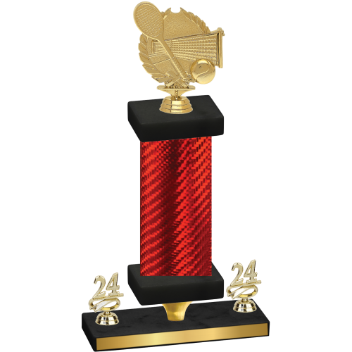 Premium Single Red Carbon Fiber Year Tennis Trophy