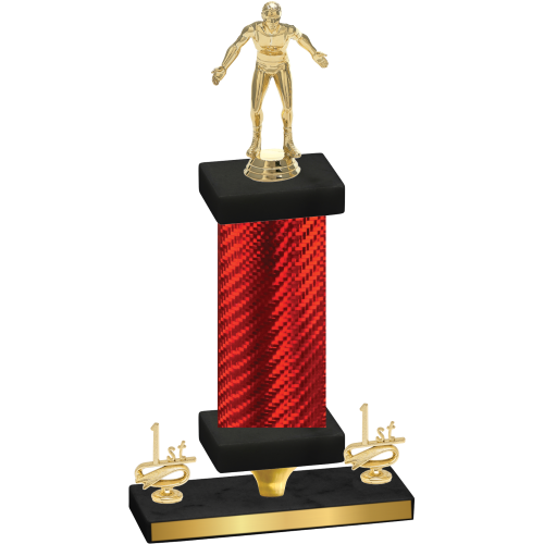 Premium Single Red Carbon Fiber First Place Wrestling Trophy