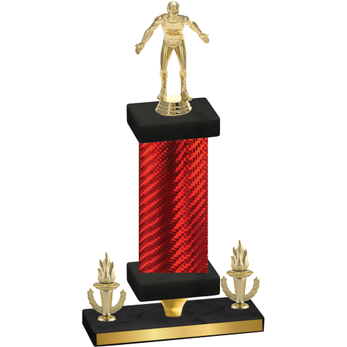 Premium Single Red Carbon Fiber Victory Wrestling Trophy