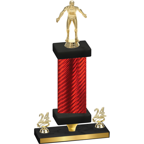 Premium Single Red Carbon Fiber Year Wrestling Trophy