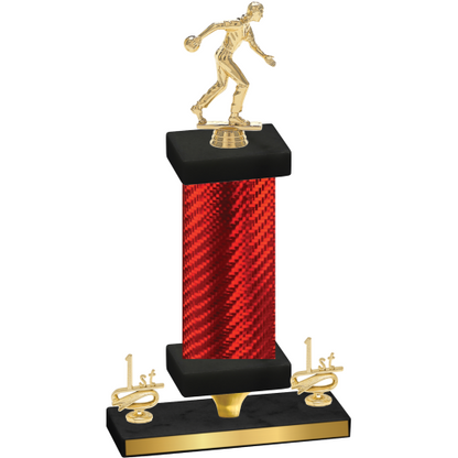 Premium Single Red Carbon Fiber First Place Bowling Trophy