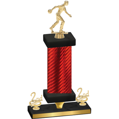 Premium Single Red Carbon Fiber Second Place Bowling Trophy