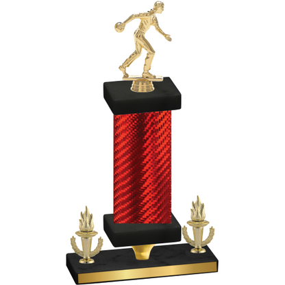 Premium Single Red Carbon Fiber Victory Bowling Trophy