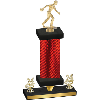 Premium Single Red Carbon Fiber Year Bowling Trophy