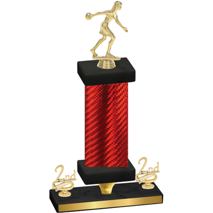 Premium Single Red Carbon Fiber Second Place Bowling Trophy