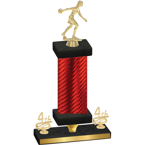 Premium Single Red Carbon Fiber Fourth Place Bowling Trophy