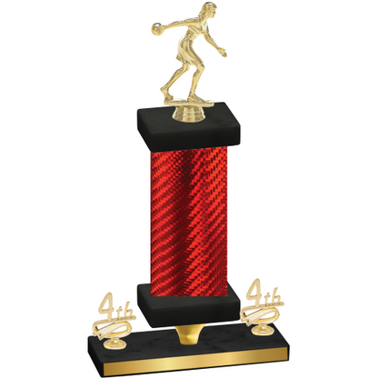 Premium Single Red Carbon Fiber Fourth Place Bowling Trophy