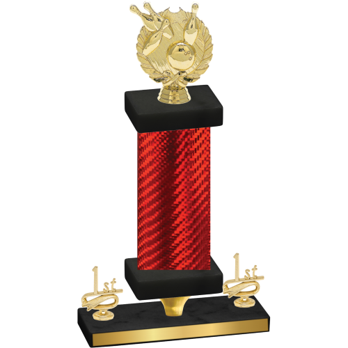 Premium Single Red Carbon Fiber First Place Bowling Trophy