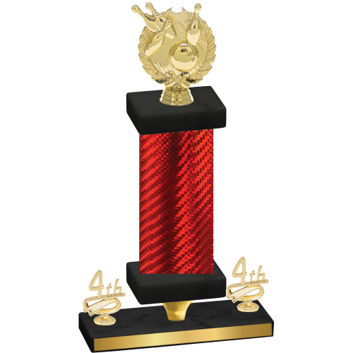 Premium Single Red Carbon Fiber Fourth Place Bowling Trophy