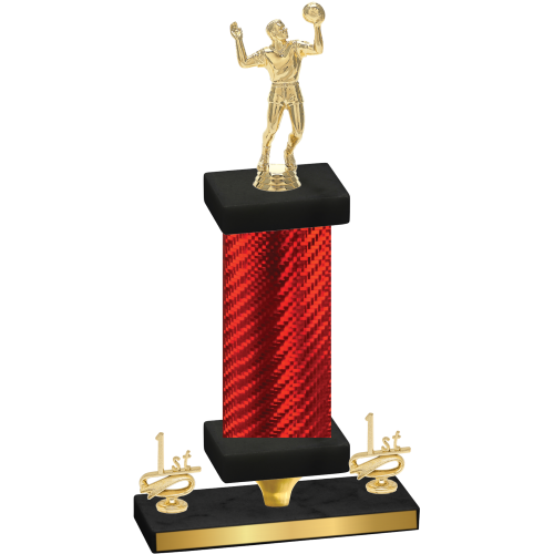 Premium Single Red Carbon Fiber First Place Volleyball Trophy