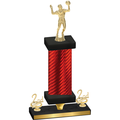 Premium Single Red Carbon Fiber Second Place Volleyball Trophy