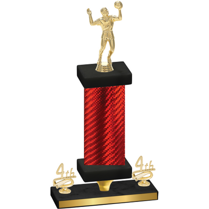 Premium Single Red Carbon Fiber Fourth Place Volleyball Trophy