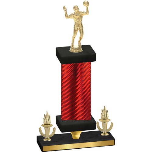 Premium Single Red Carbon Fiber Victory Volleyball Trophy