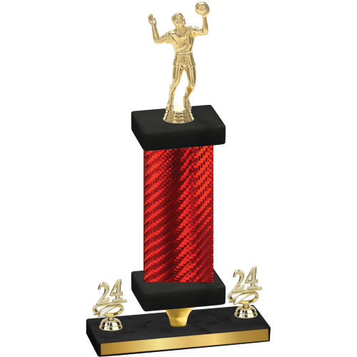 Premium Single Red Carbon Fiber Year Volleyball Trophy