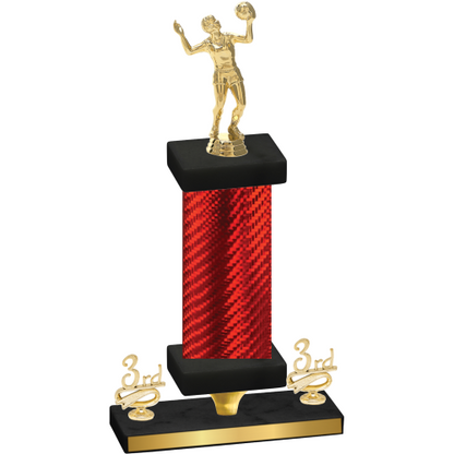 Premium Single Red Carbon Fiber Third Place Volleyball Trophy