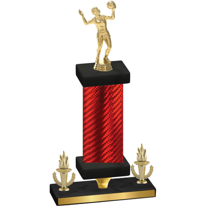 Premium Single Red Carbon Fiber Victory Volleyball Trophy