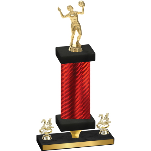 Premium Single Red Carbon Fiber Year Volleyball Trophy