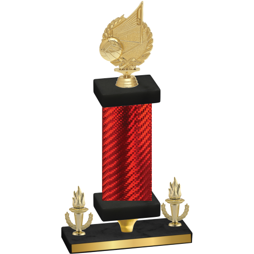 Premium Single Red Carbon Fiber Victory Volleyball Trophy