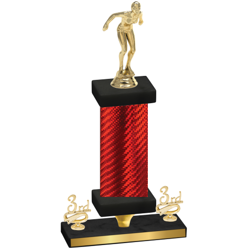 Premium Single Red Carbon Fiber Third Place Tennis Trophy