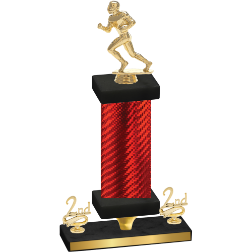 Premium Single Red Carbon Fiber Second Place Football Trophy