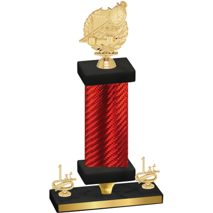 Premium Single Red Carbon Fiber First Place Swimming Trophy