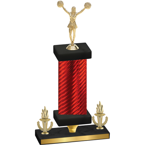 Premium Single Red Carbon Fiber Victory Cheerleading Trophy