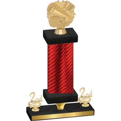 Premium Single Red Carbon Fiber Second Place Cheerleading Trophy