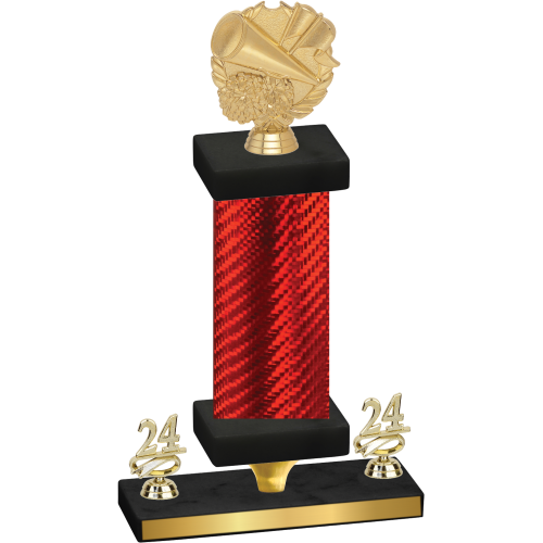 Premium Single Red Carbon Fiber Year Cheerleading Trophy