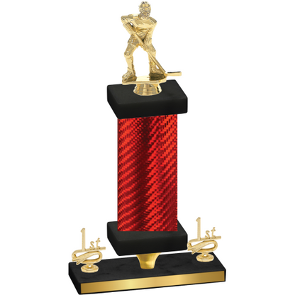 Premium Single Red Carbon Fiber First Place Hockey Trophy